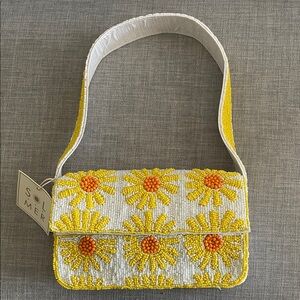 Yellow & Orange Beaded Floral Shoulder Bag